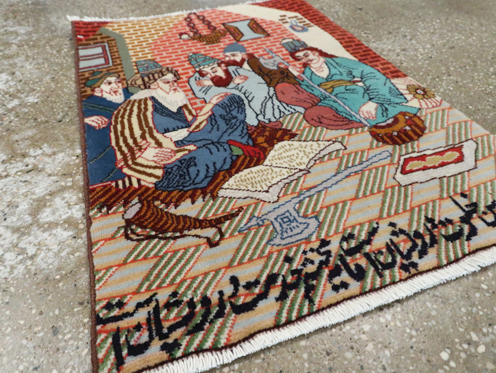 Vintage Persian Tabriz Pictorial Rug, No.28091 - Gss