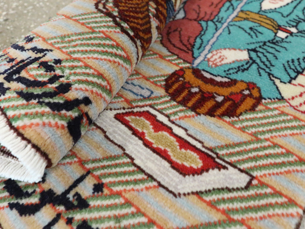 Vintage Persian Tabriz Pictorial Rug, No.28091 - Gss