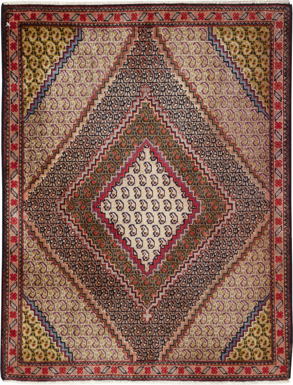 Vintage Persian Tabriz Throw Rug, No.28099 - Gss