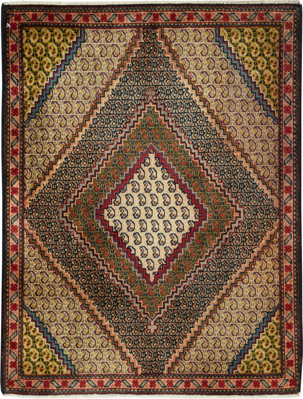 Vintage Persian Tabriz Throw Rug, No.28099 - Gss