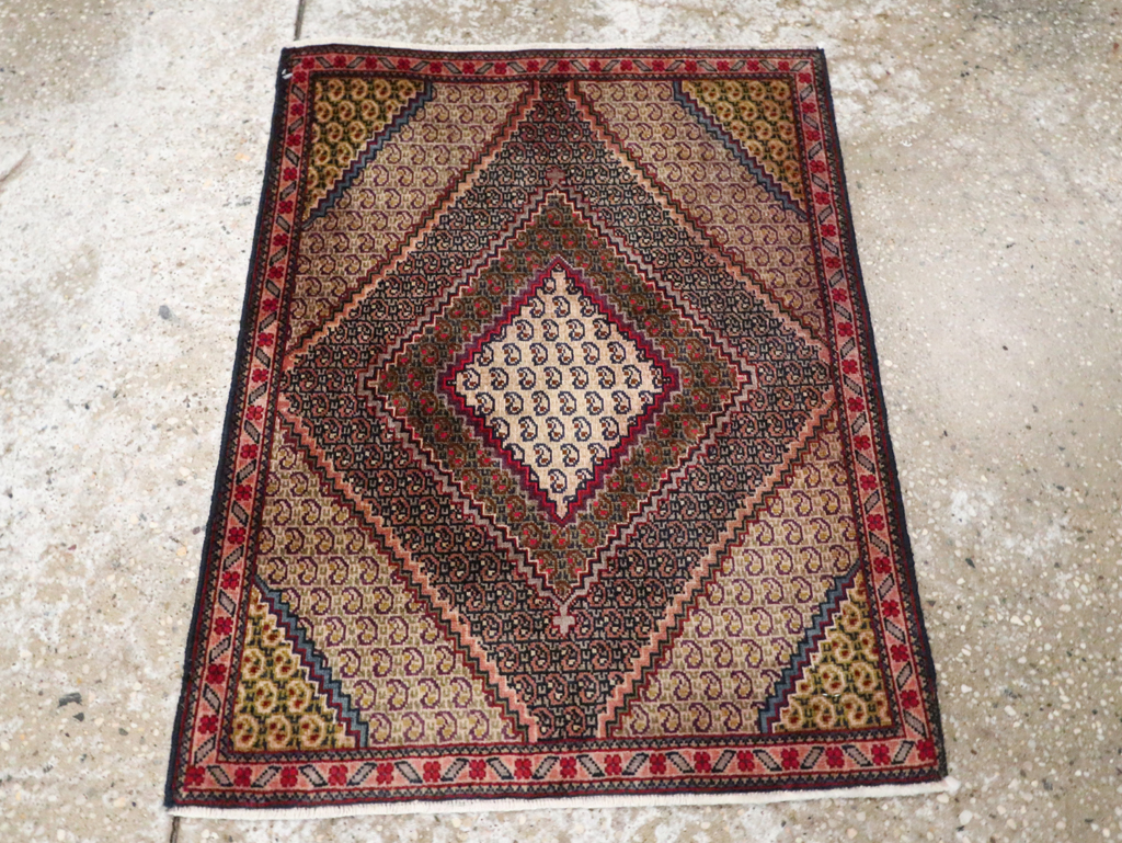 Vintage Persian Tabriz Throw Rug, No.28099 - Gss