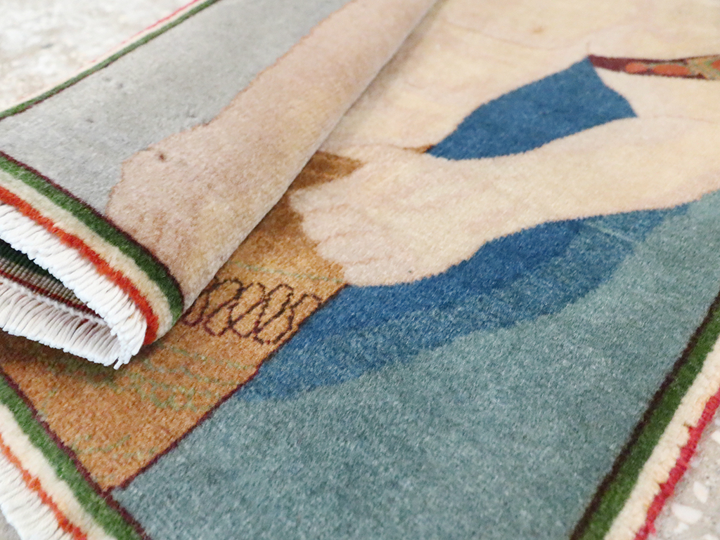 Vintage Persian Tabriz Pictorial Rug, No.28101 - Gss