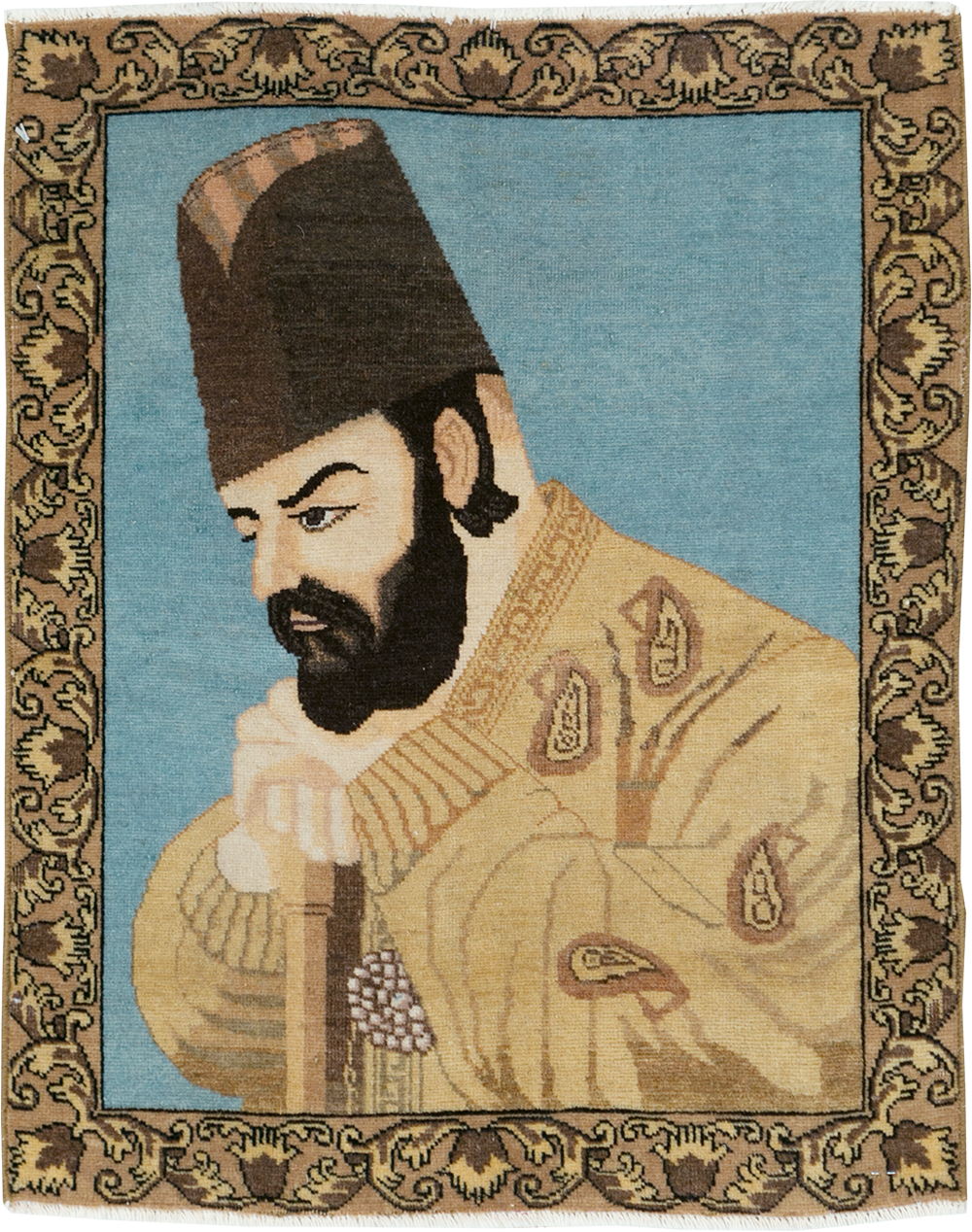 Vintage Persian Tabriz Pictorial Rug, No.28102 - Gss