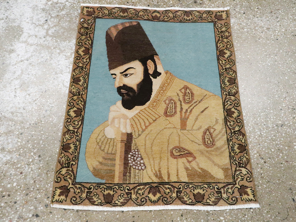 Vintage Persian Tabriz Pictorial Rug, No.28102 - Gss
