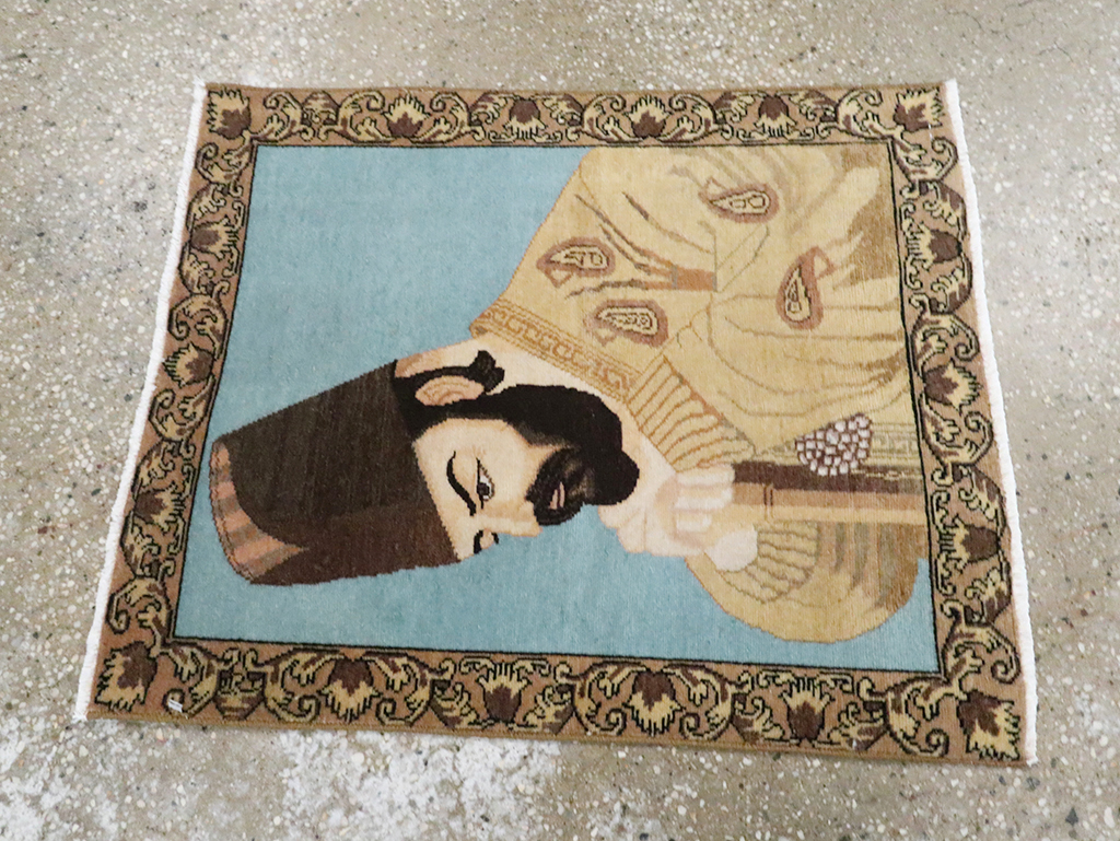 Vintage Persian Tabriz Pictorial Rug, No.28102 - Gss