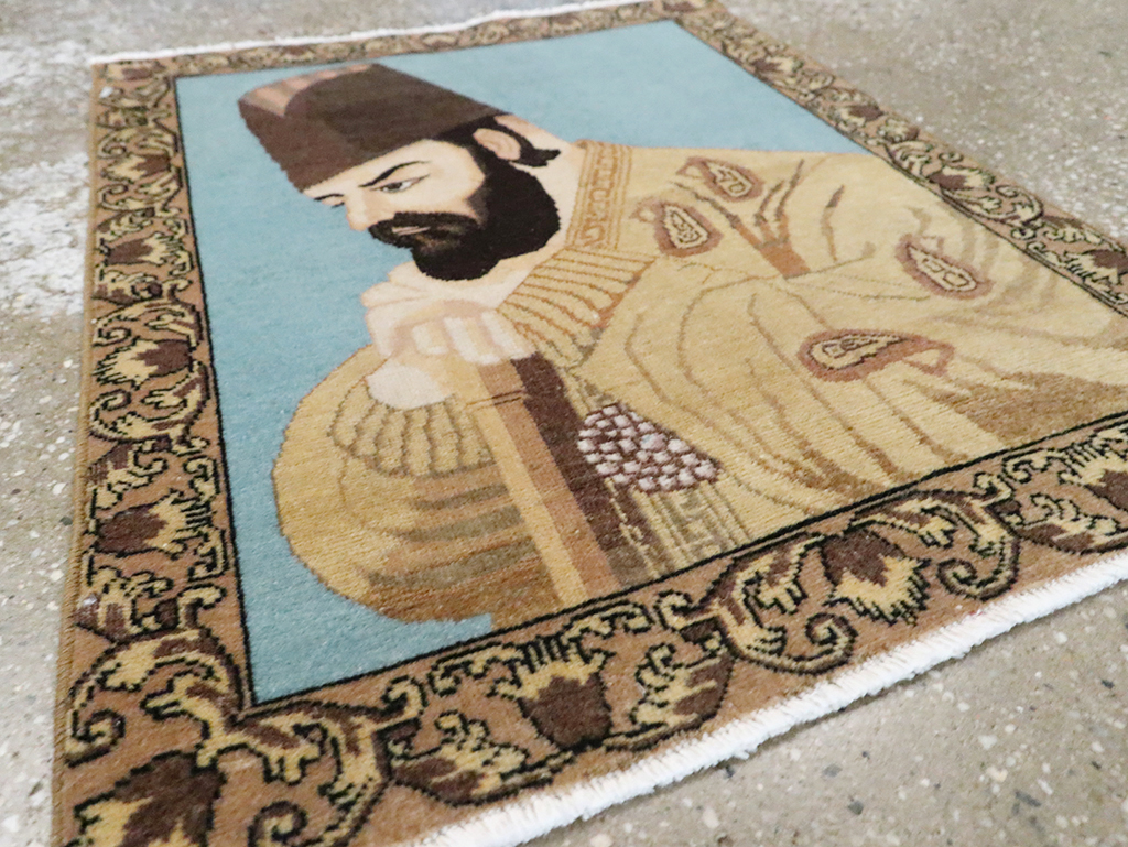 Vintage Persian Tabriz Pictorial Rug, No.28102 - Gss