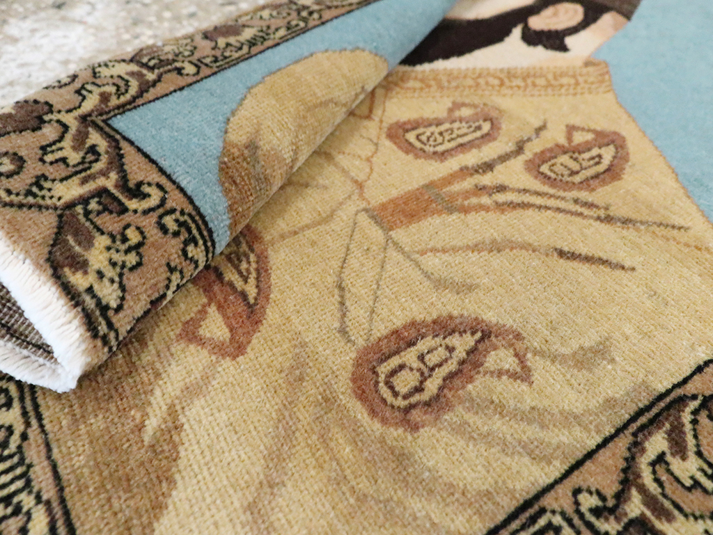 Vintage Persian Tabriz Pictorial Rug, No.28102 - Gss