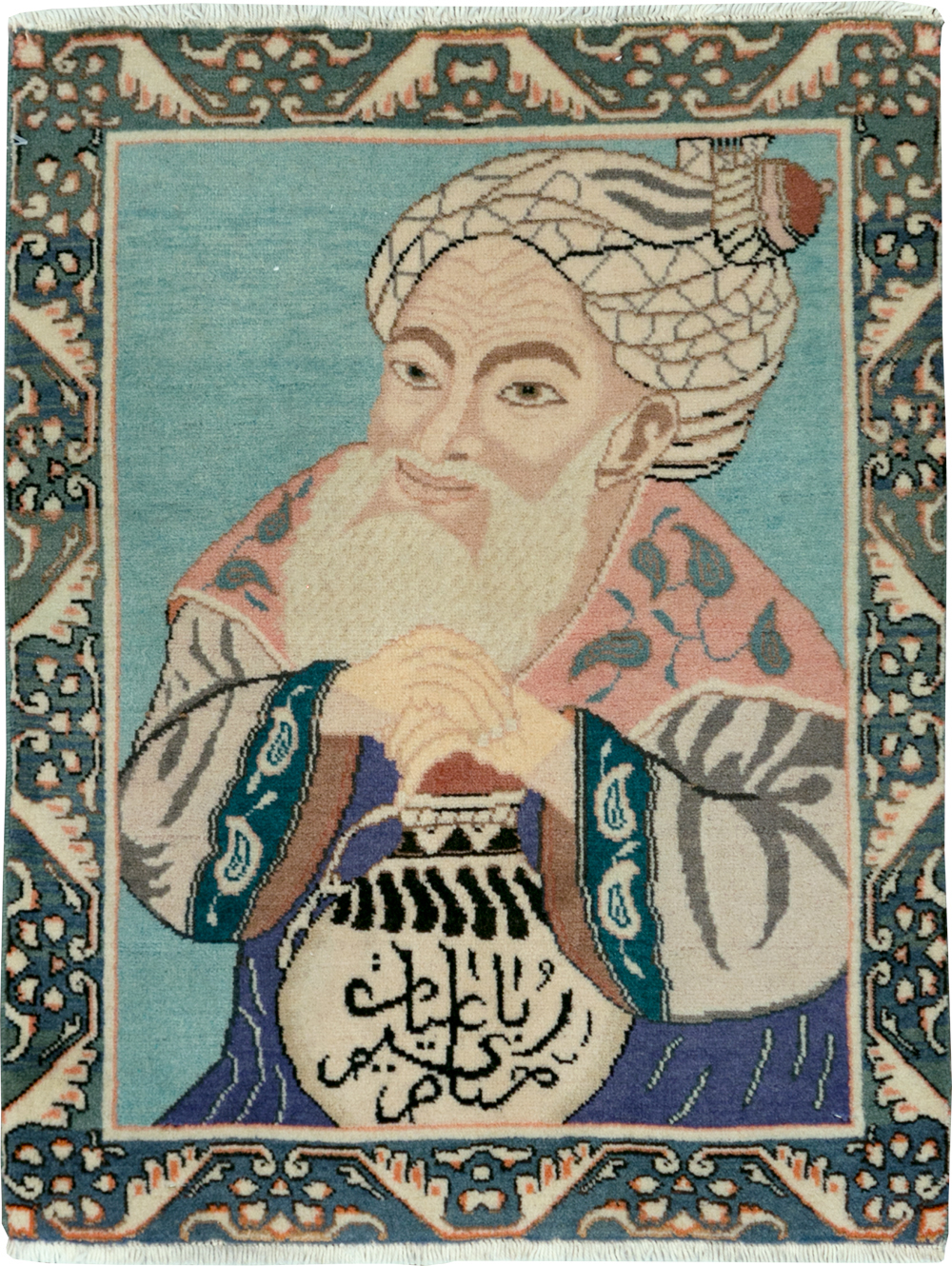 Vintage Persian Tabriz Pictorial Rug, No.28103 - Gss