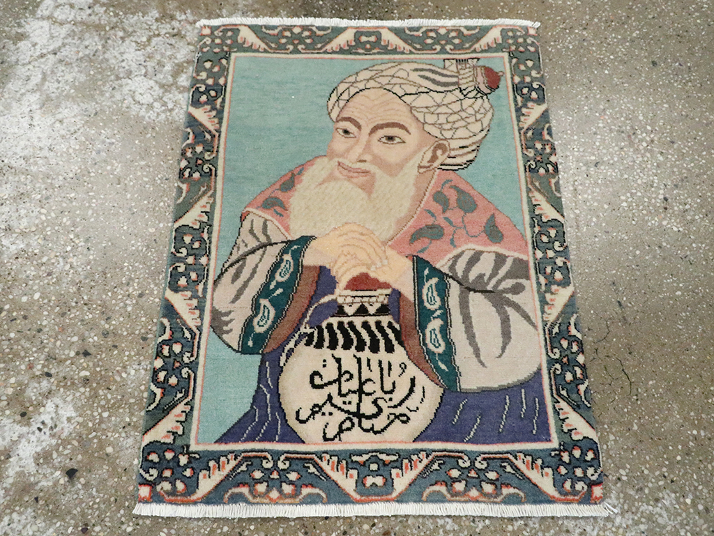 Vintage Persian Tabriz Pictorial Rug, No.28103 - Gss