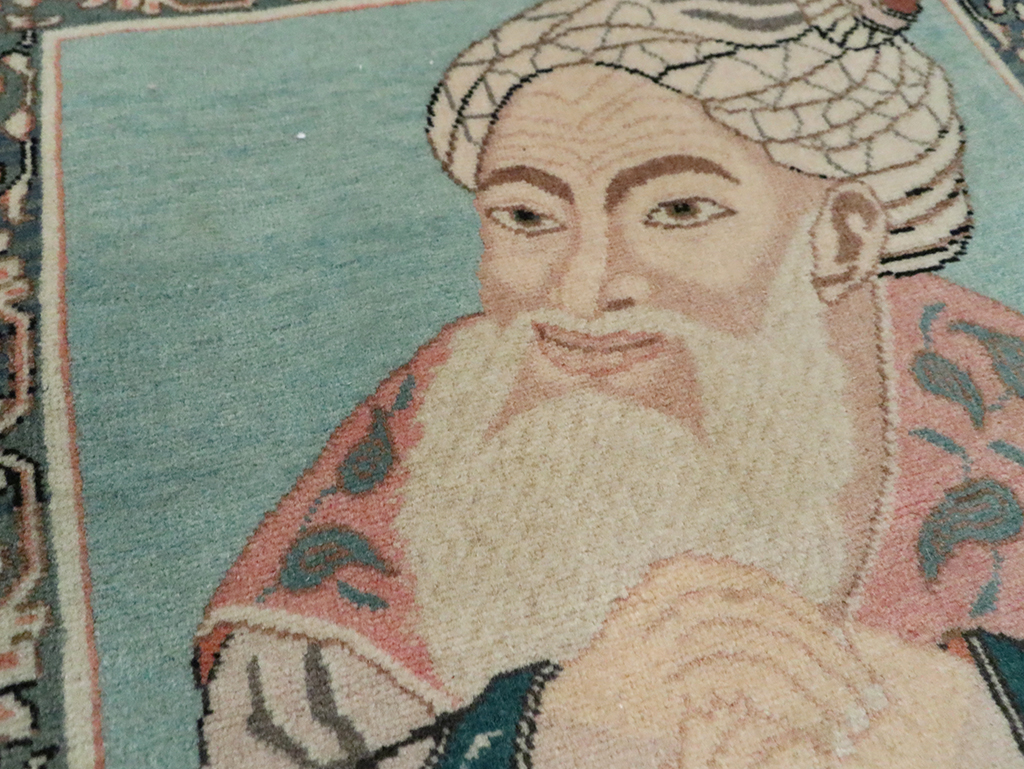 Vintage Persian Tabriz Pictorial Rug, No.28103 - Gss