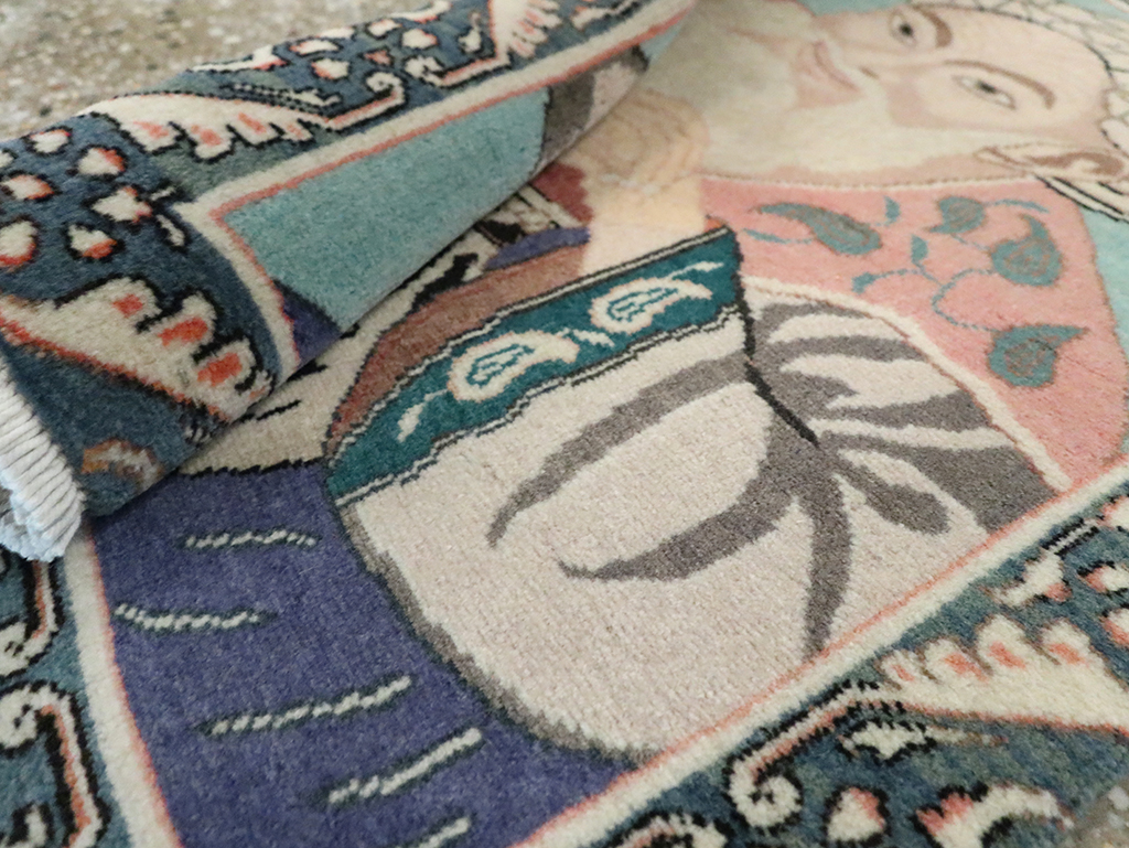 Vintage Persian Tabriz Pictorial Rug, No.28103 - Gss