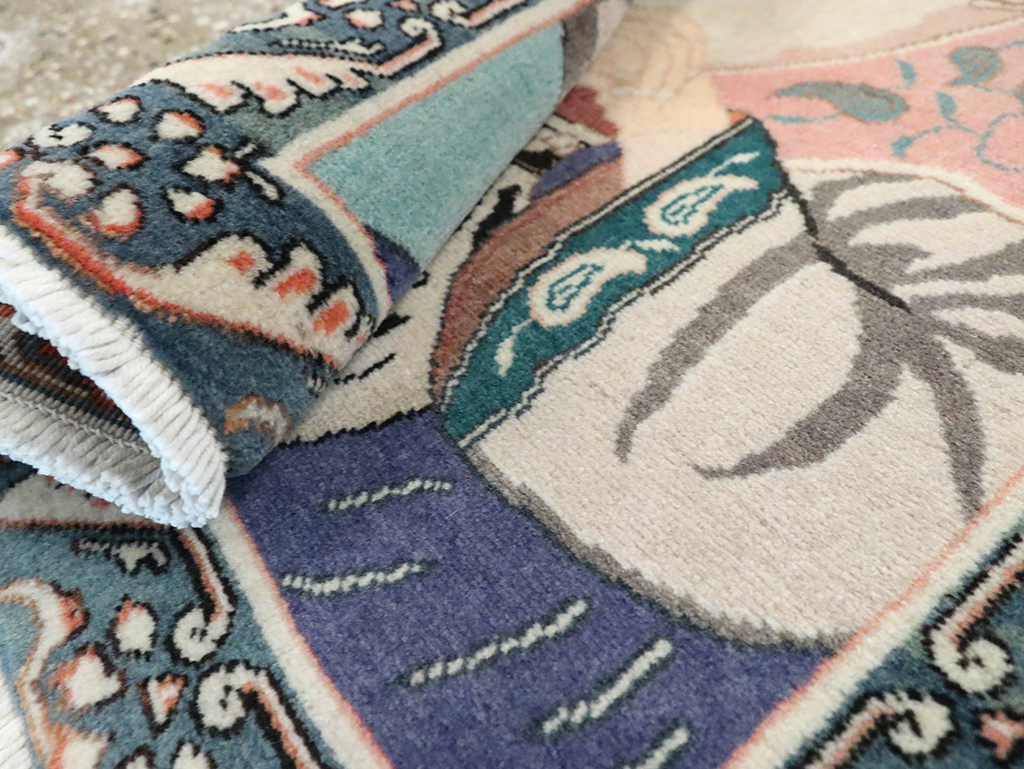 Vintage Persian Tabriz Pictorial Rug, No.28103 - Gss