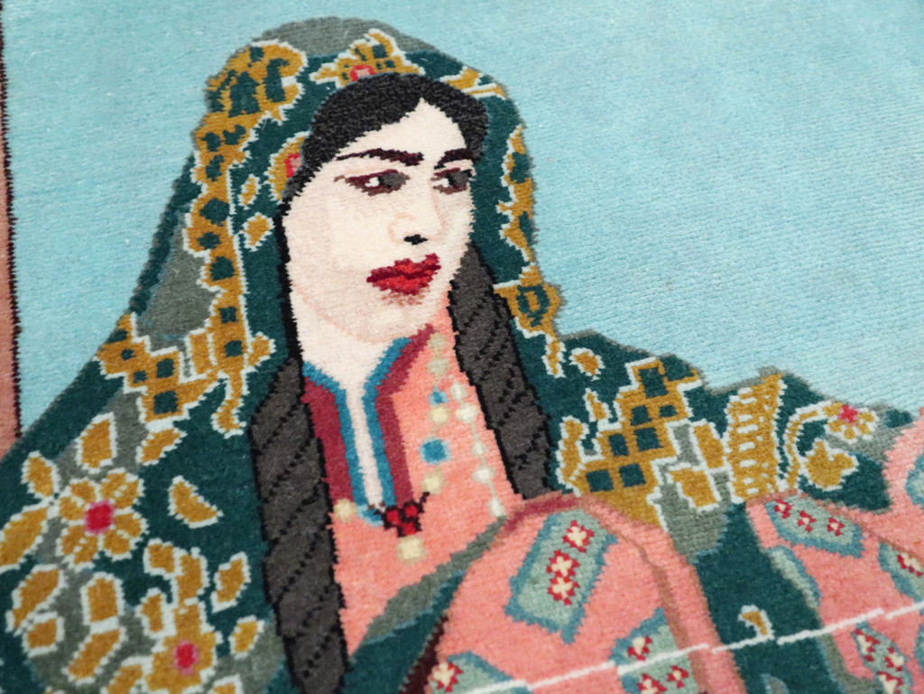 Vintage Persian Tabriz Pictorial Rug, No.28104 - Gss