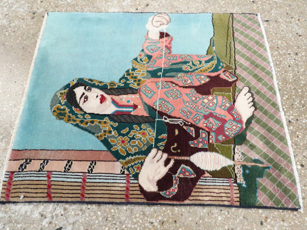 Vintage Persian Tabriz Pictorial Rug, No.28104 - Gss