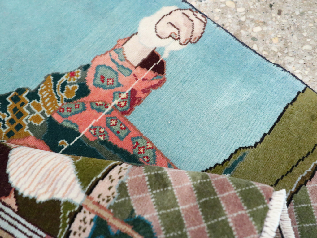 Vintage Persian Tabriz Pictorial Rug, No.28104 - Gss