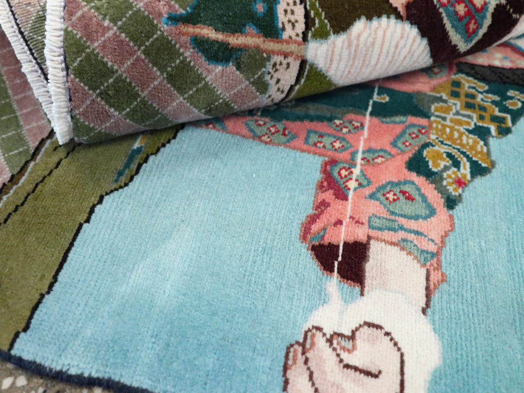 Vintage Persian Tabriz Pictorial Rug, No.28104 - Gss