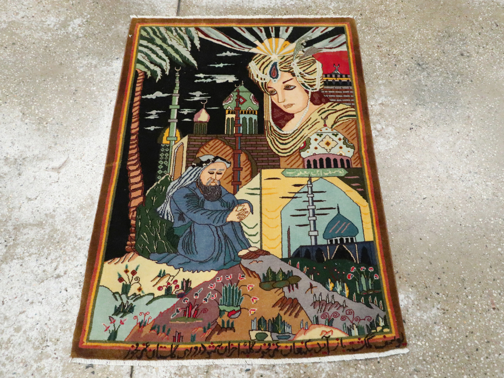 Vintage Persian Tabriz Pictorial Rug, No.28105 - Gss