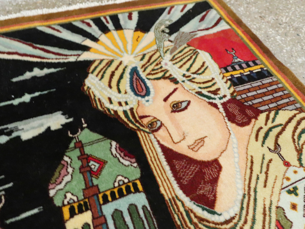 Vintage Persian Tabriz Pictorial Rug, No.28105 - Gss