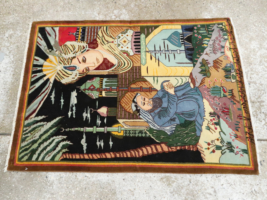 Vintage Persian Tabriz Pictorial Rug, No.28105 - Gss