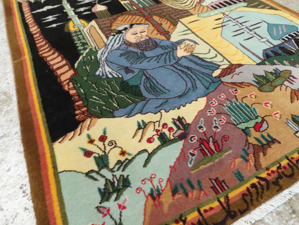 Vintage Persian Tabriz Pictorial Rug, No.28105 - Gss