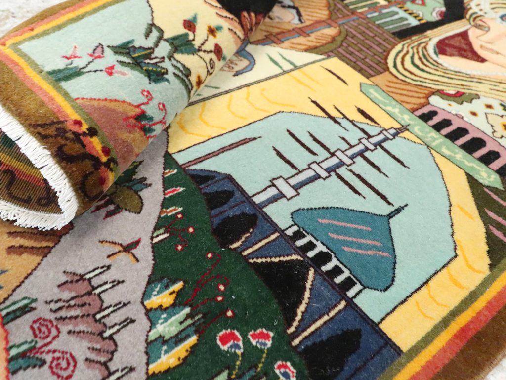 Vintage Persian Tabriz Pictorial Rug, No.28105 - Gss