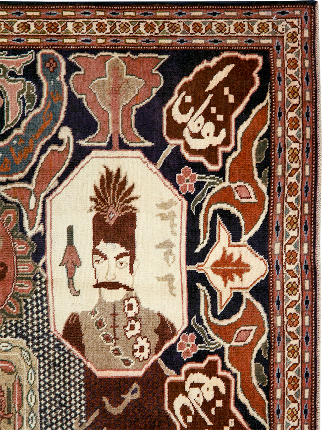 Vintage Persian Tabriz Pictorial Rug, No.28106 - Gss