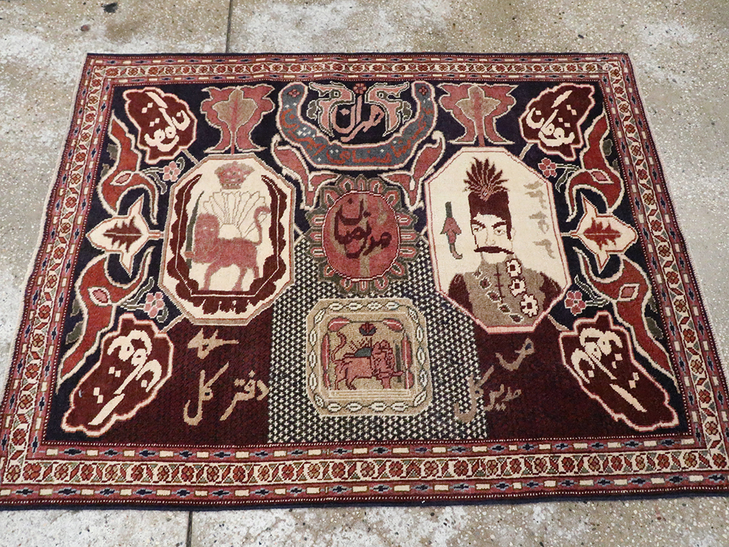 Vintage Persian Tabriz Pictorial Rug, No.28106 - Gss