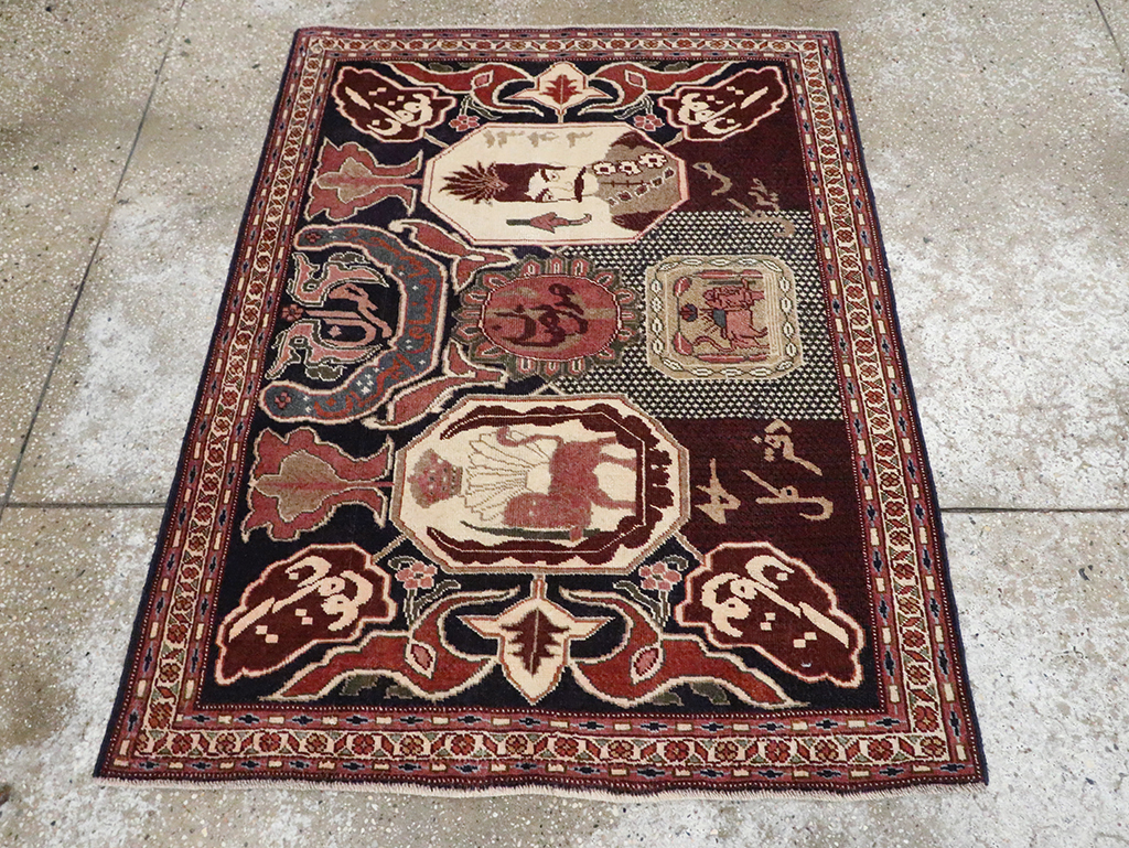 Vintage Persian Tabriz Pictorial Rug, No.28106 - Gss