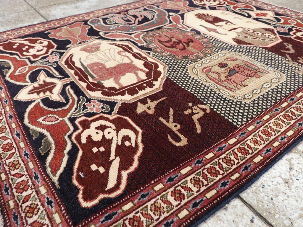 Vintage Persian Tabriz Pictorial Rug, No.28106 - Gss