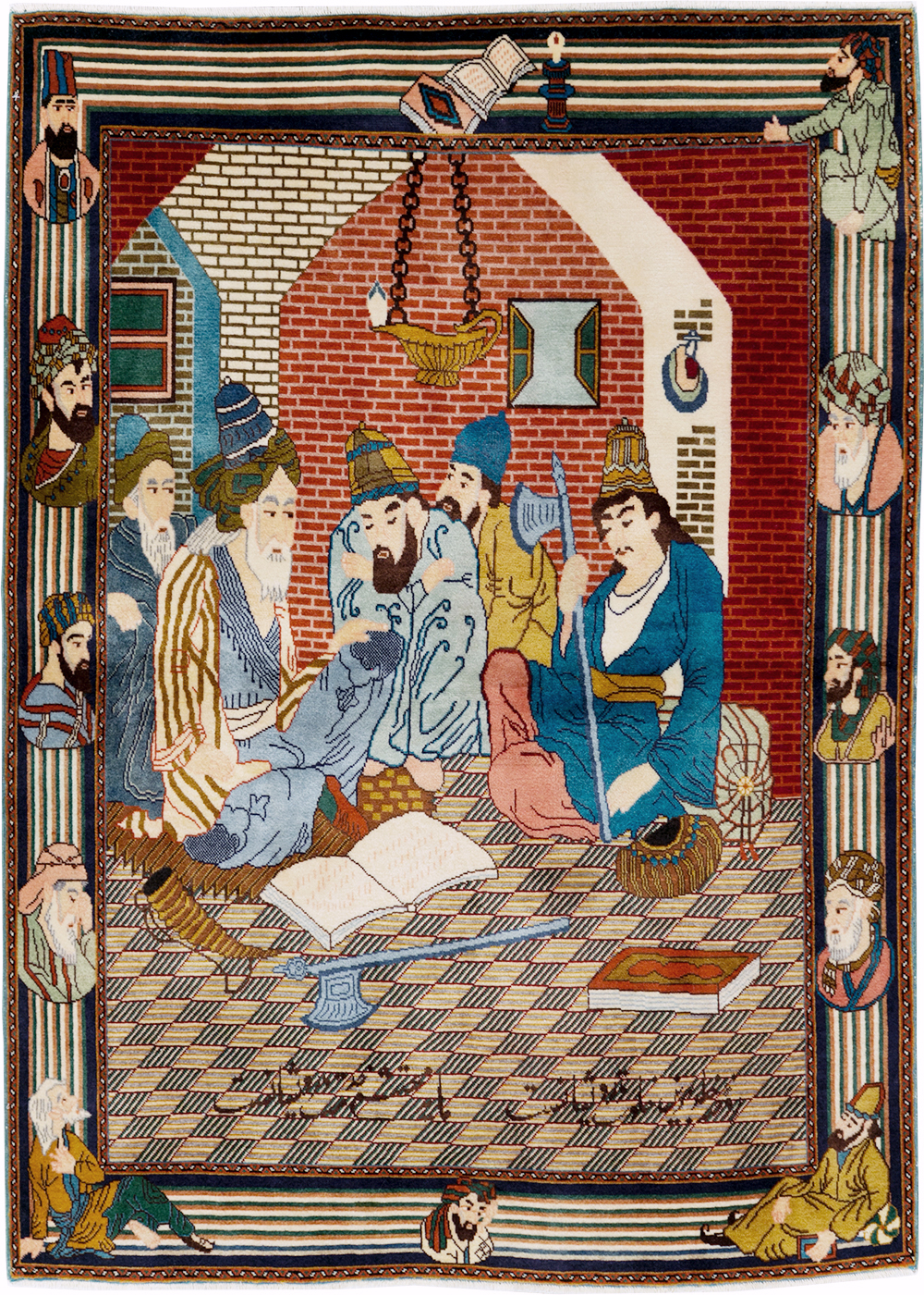 Vintage Persian Tabriz Pictorial Rug, No.28107 - Gss