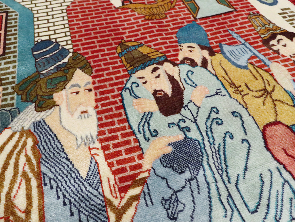 Vintage Persian Tabriz Pictorial Rug, No.28107 - Gss