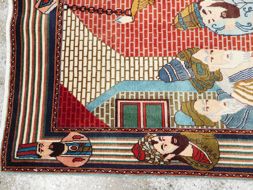 Vintage Persian Tabriz Pictorial Rug, No.28107 - Gss