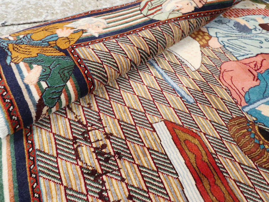 Vintage Persian Tabriz Pictorial Rug, No.28107 - Gss