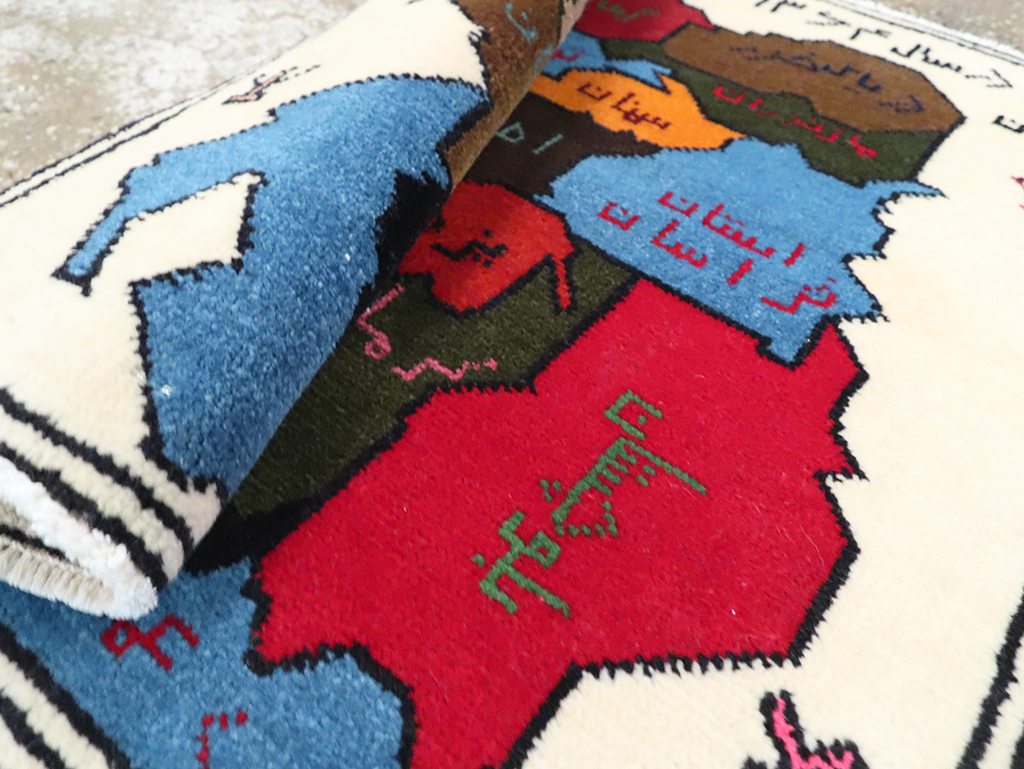 Vintage Persian Baluch Square Map Rug, No.28113 - Gss