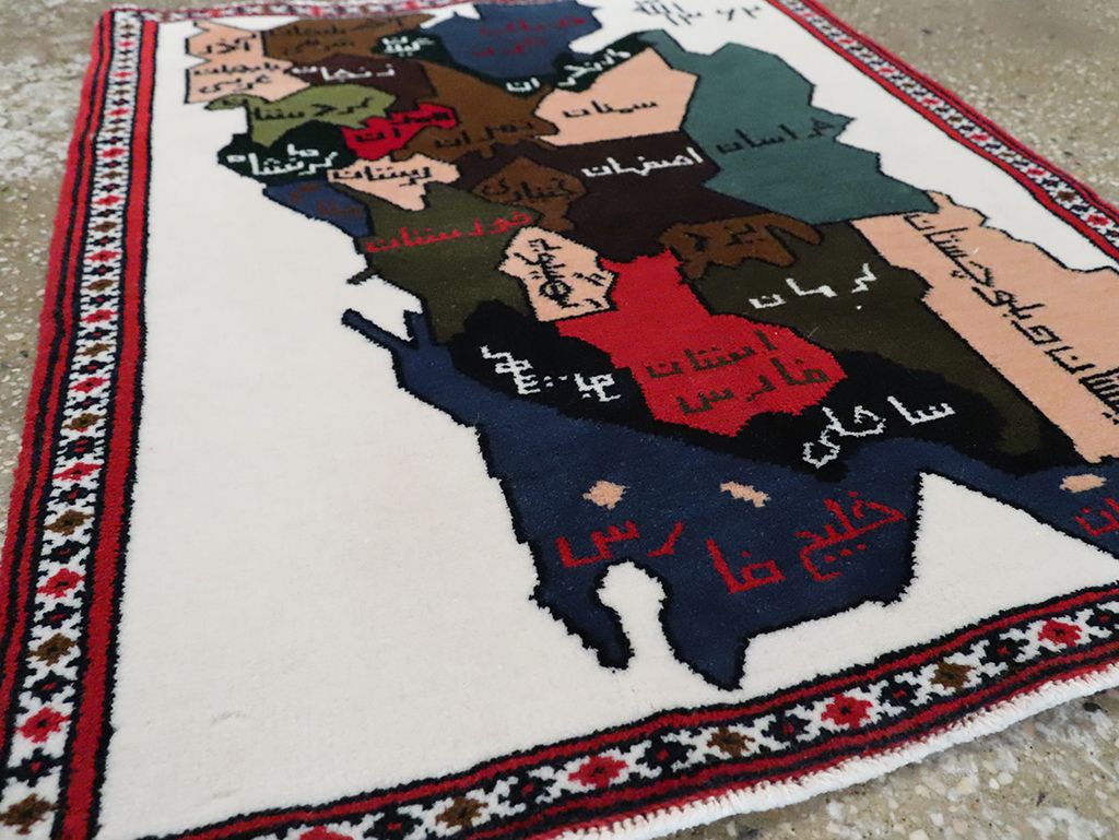 Vintage Persian Baluch Pictorial Map Rug, No.28114 - Gss