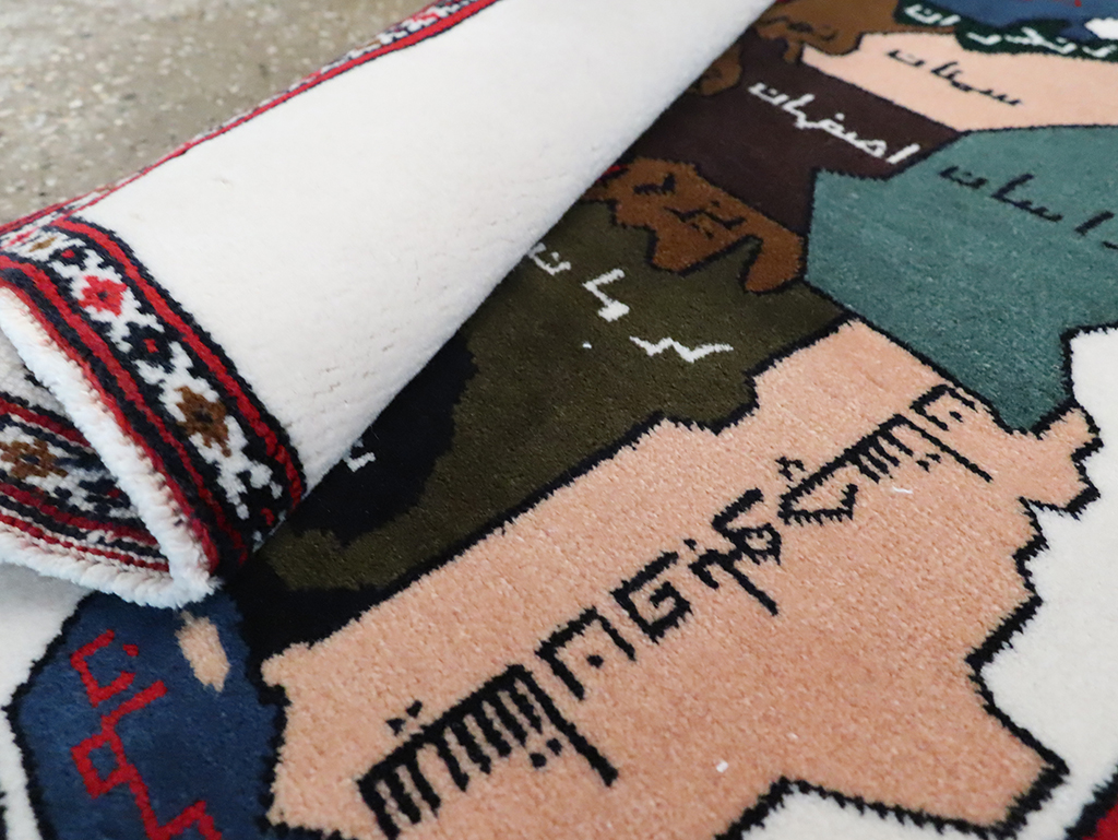 Vintage Persian Baluch Pictorial Map Rug, No.28114 - Gss