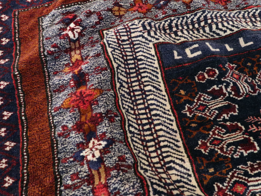 Vintage Persian Baluch Pictorial Square Rug, No.28120 - Gss