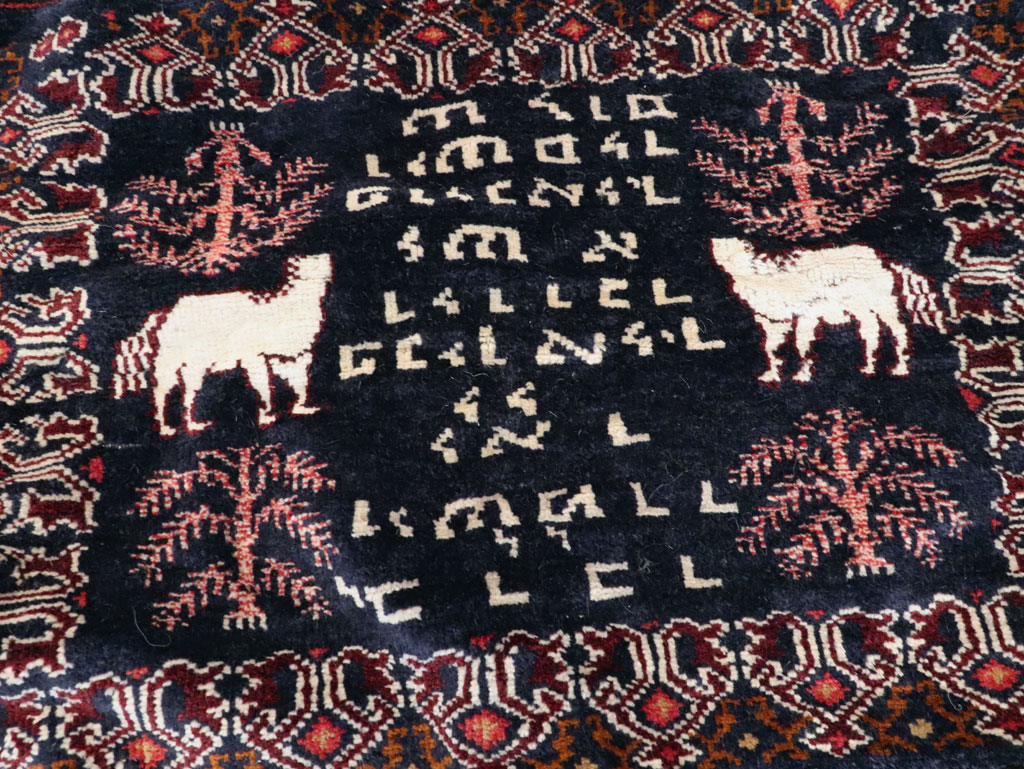 Vintage Persian Baluch Pictorial Square Rug, No.28120 - Gss