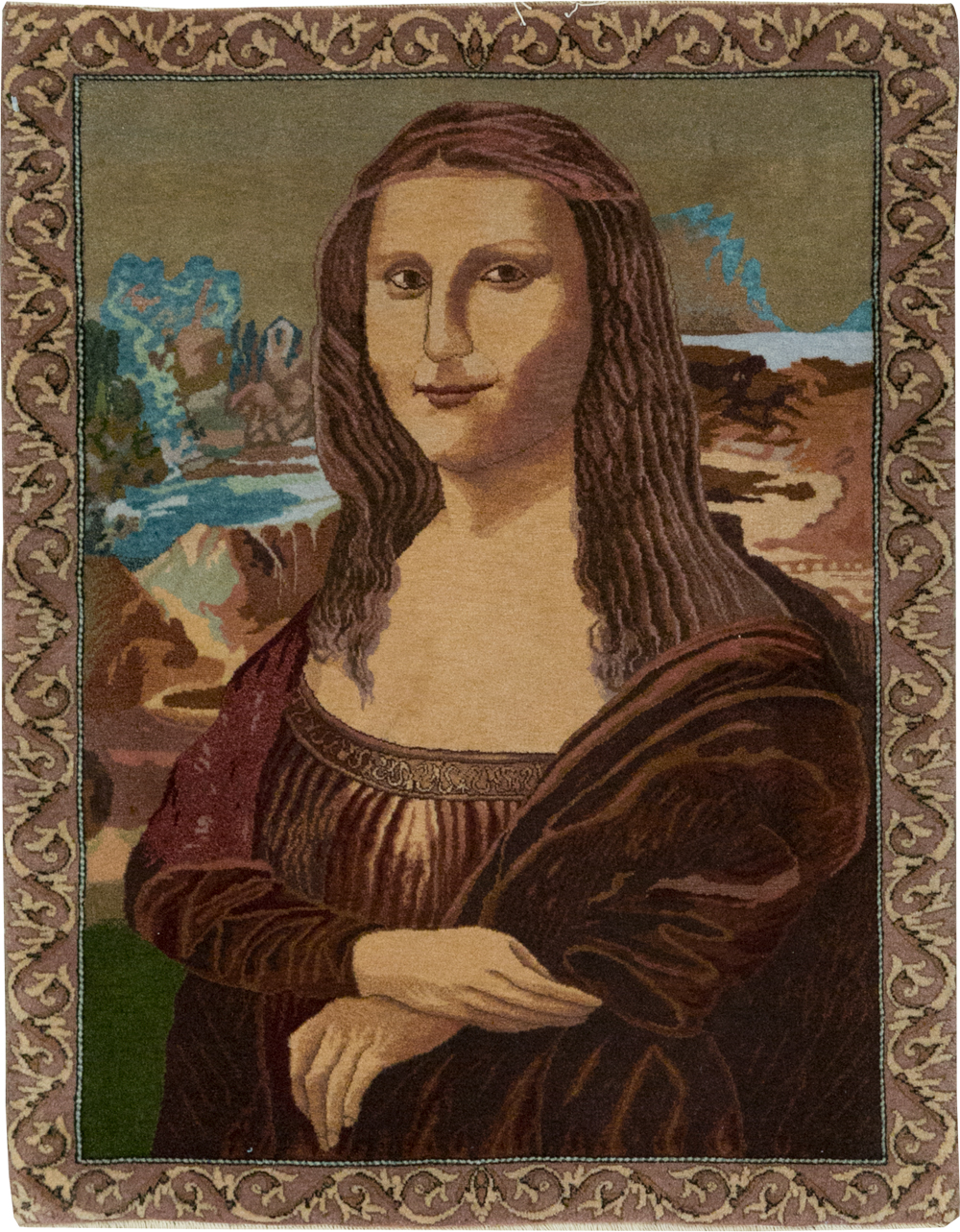 Vintage Persian Tabriz Pictorial Rug, No.28131 - Gss