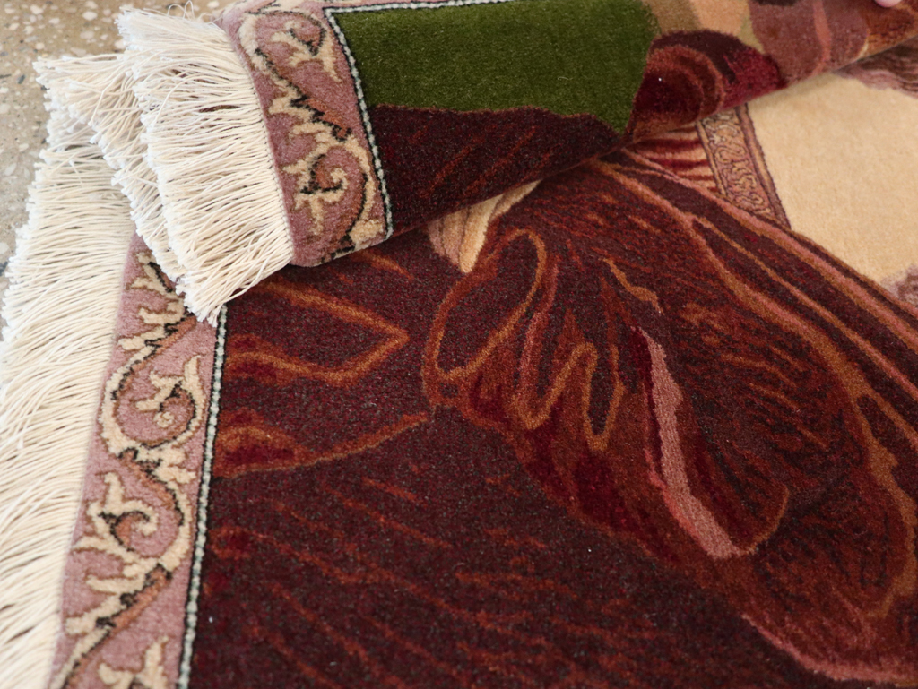 Vintage Persian Tabriz Pictorial Rug, No.28131 - Gss