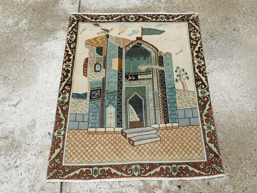 Vintage Persian Pictorial Tabriz Rug, No.28135 - Gss