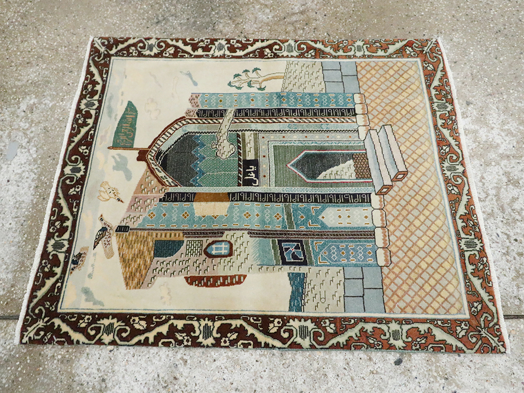 Vintage Persian Pictorial Tabriz Rug, No.28135 - Gss