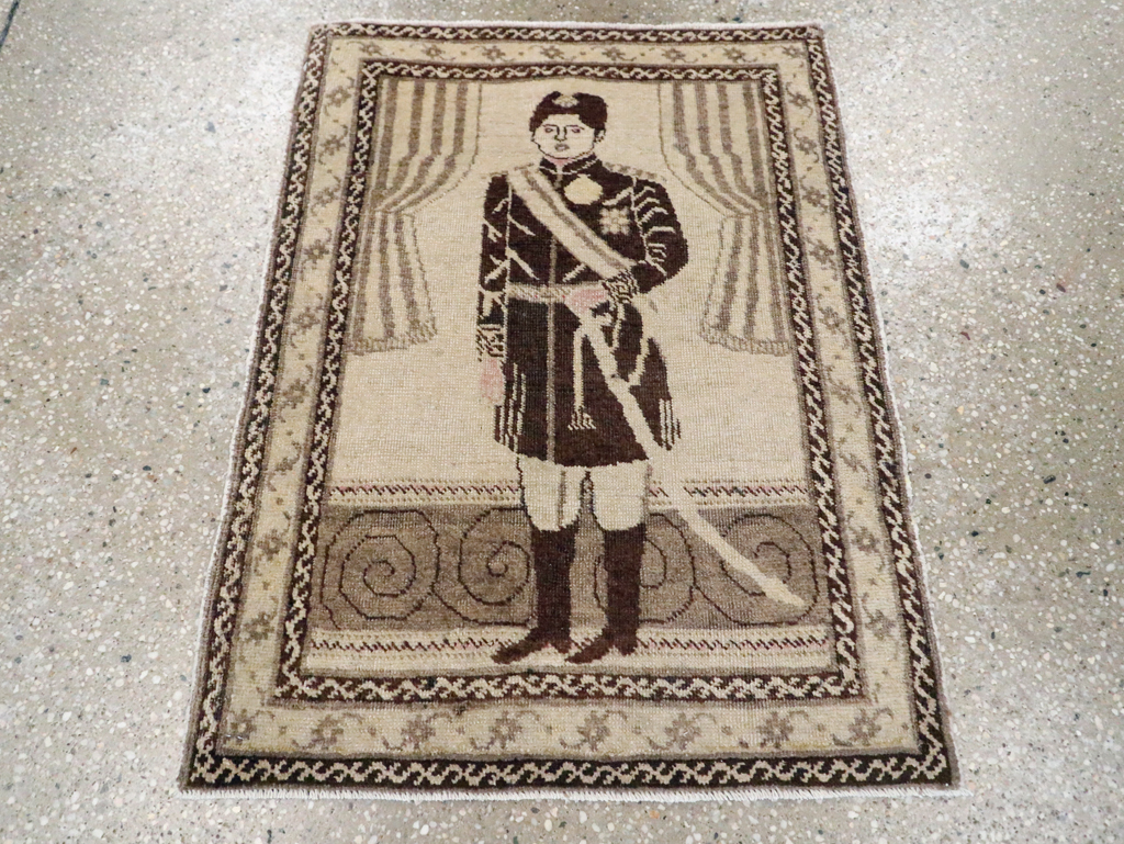Vintage Persian Tabriz Pictorial Rug, No.28136 - Gss
