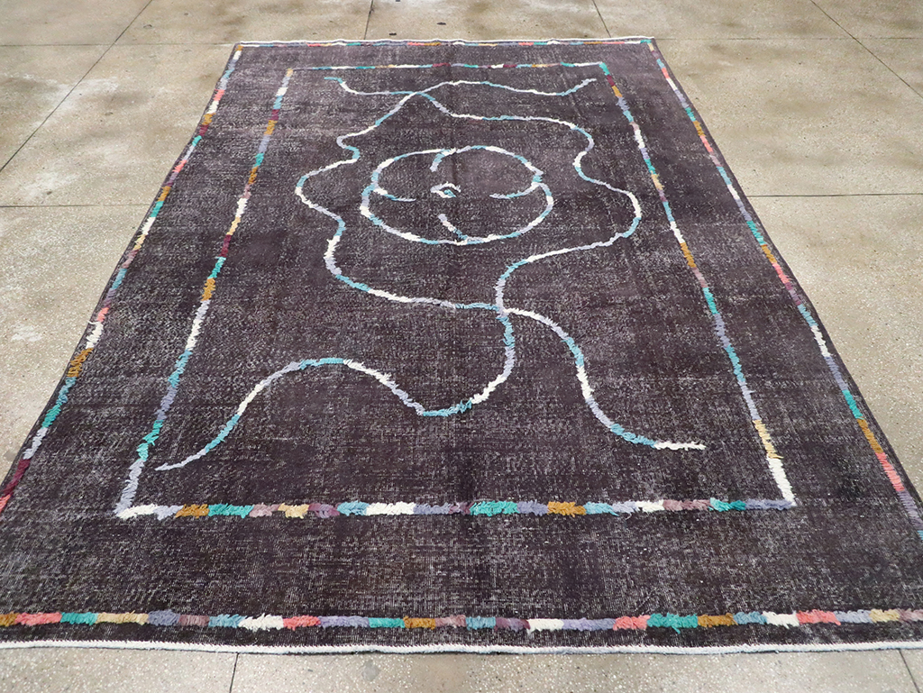 Modern Turkish Anatolian Distressed Room Size Carpet, No.28167 - Gss