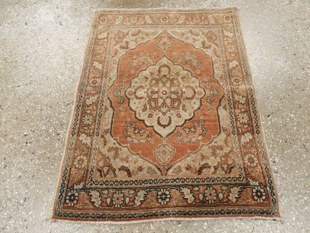 Vintage Persian Tabriz Throw Rug, No.28172 - Gss