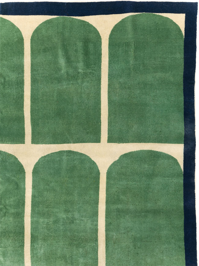 Vintage Turkish Art Deco Style Room Size Carpet, No.28191 - Gss