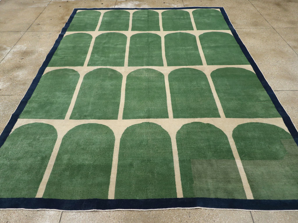 Vintage Turkish Art Deco Style Room Size Carpet, No.28191 - Gss