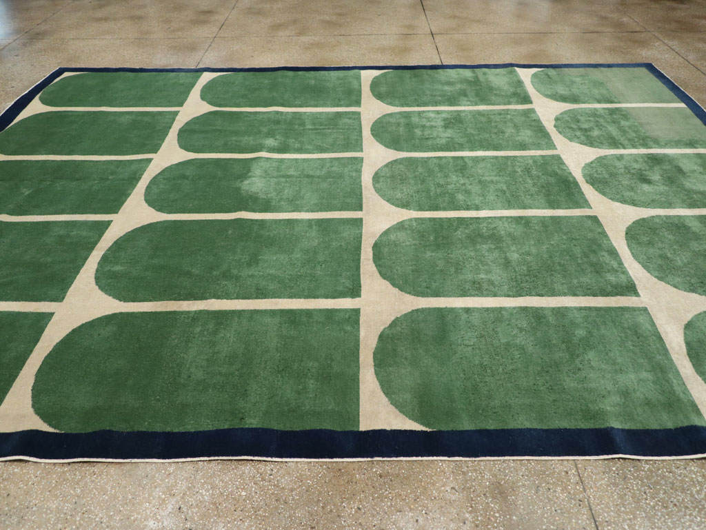Vintage Turkish Art Deco Style Room Size Carpet, No.28191 - Gss