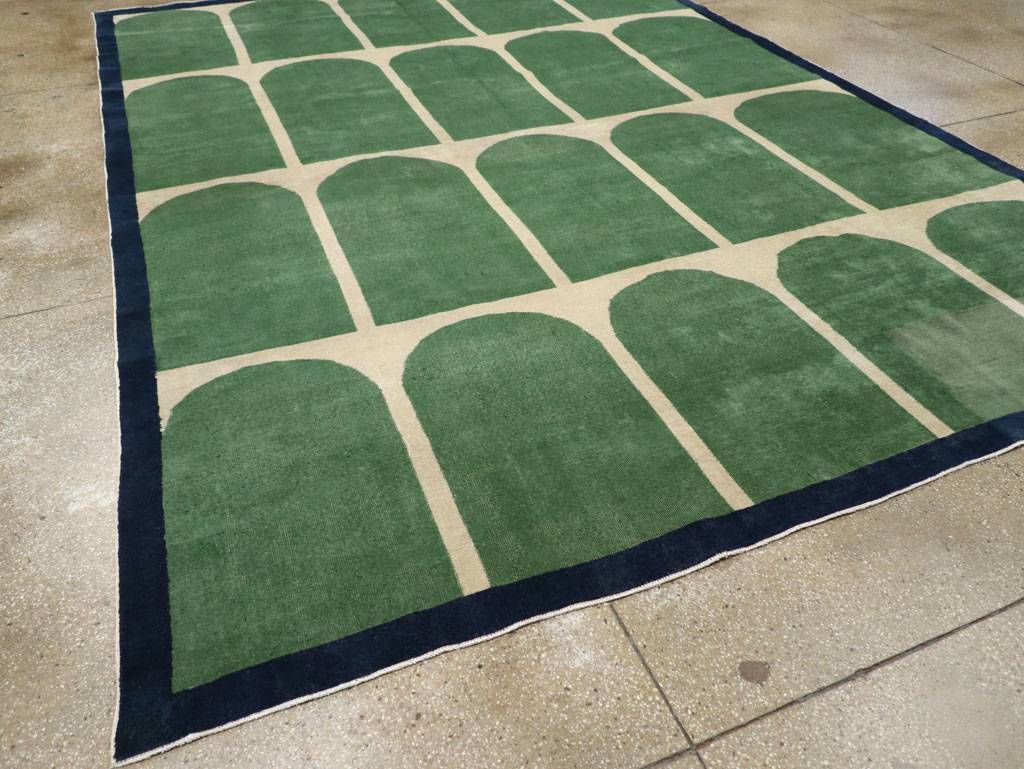 Vintage Turkish Art Deco Style Room Size Carpet, No.28191 - Gss