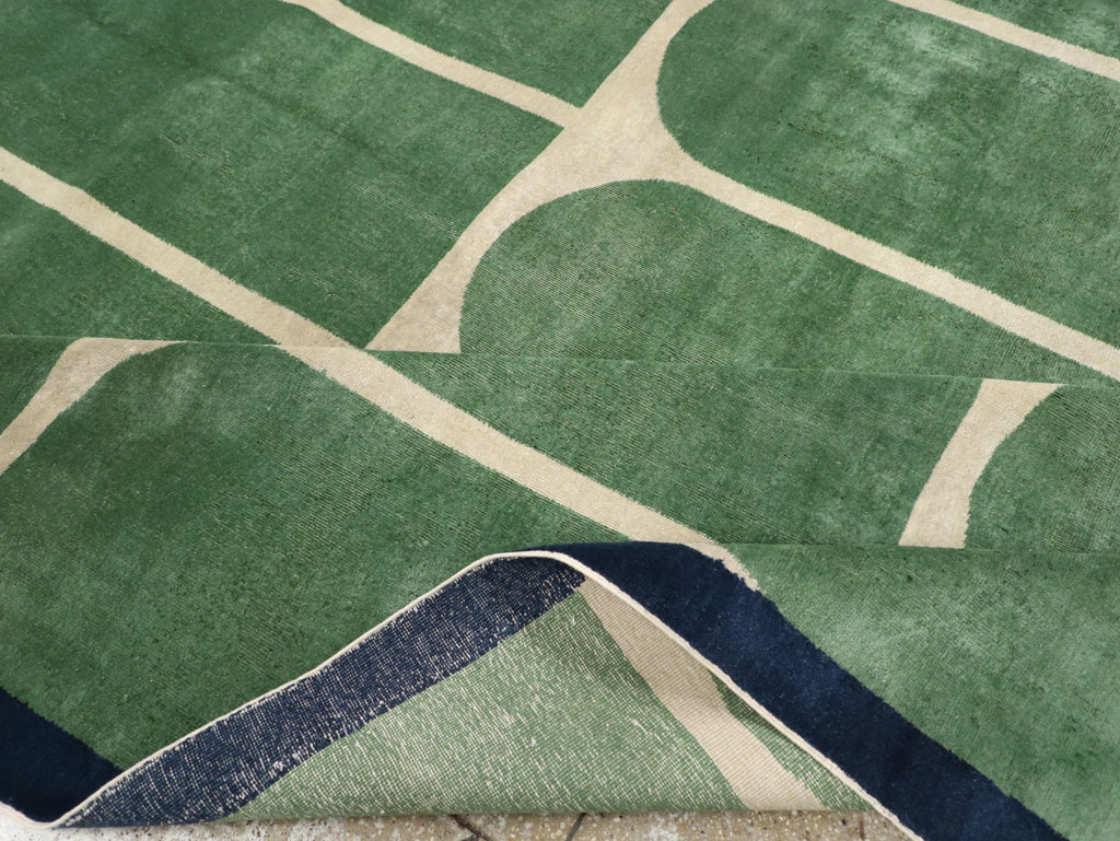 Vintage Turkish Art Deco Style Room Size Carpet, No.28191 - Gss